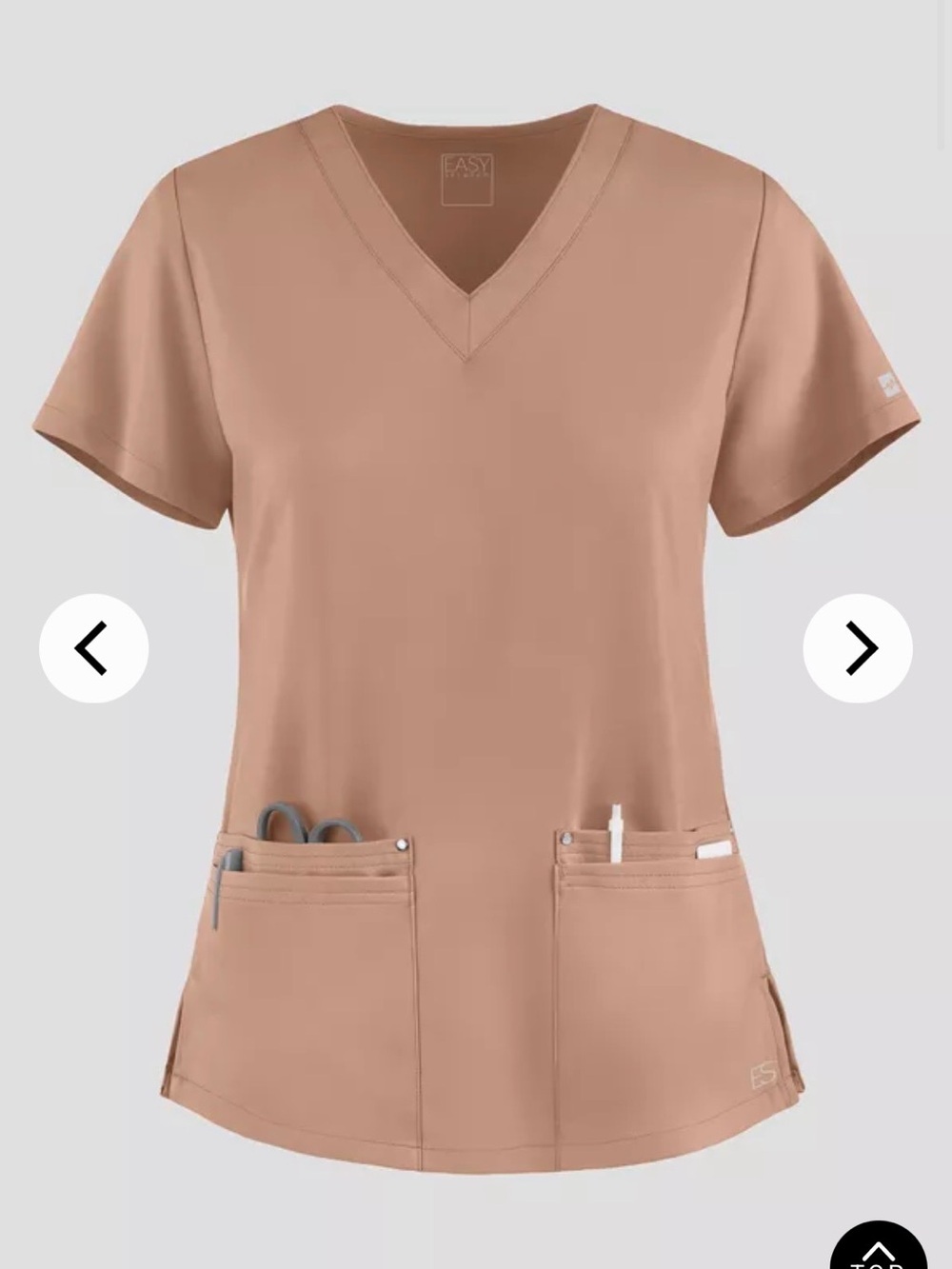 Easy STRETCH Lina Mitered Women's 4-Pocket V-Neck Scrub Top, Khaki